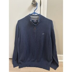 Vineyard Vines Men Quarter Zip Cotton Cashmere Blend Size L Blue